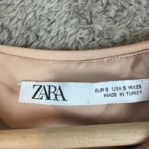 Zara Nude Beige High Neck Sleeveless Halter Bodysuit S Small - Picture 8 of 10